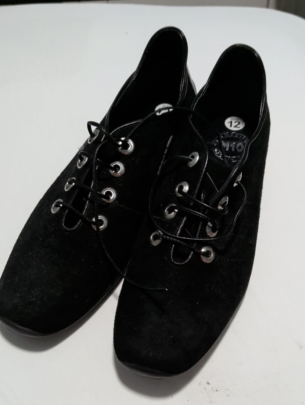 Black Suede Lace-Up Flats